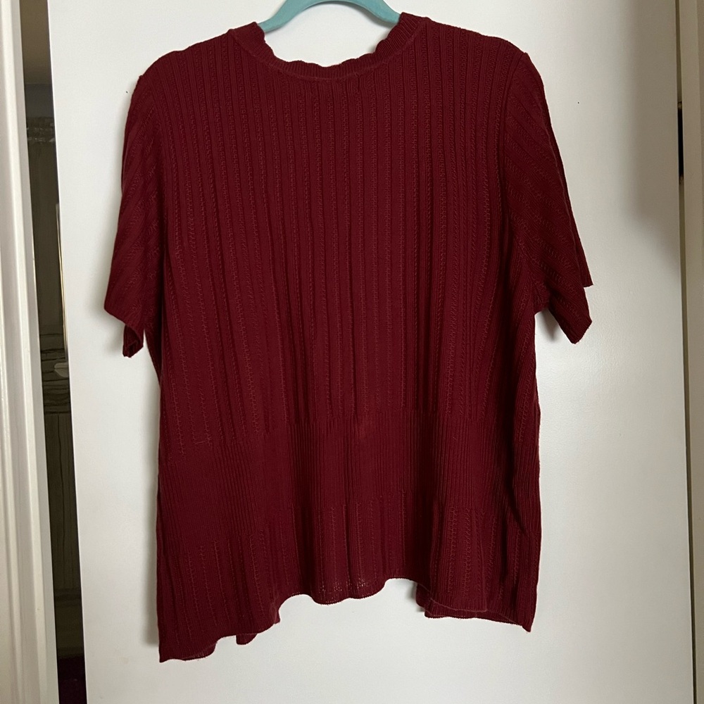 CJ Banks cranberry red short sleeve sweater 2X - Picture 3 of 3